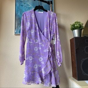 Purple floral wrap dress